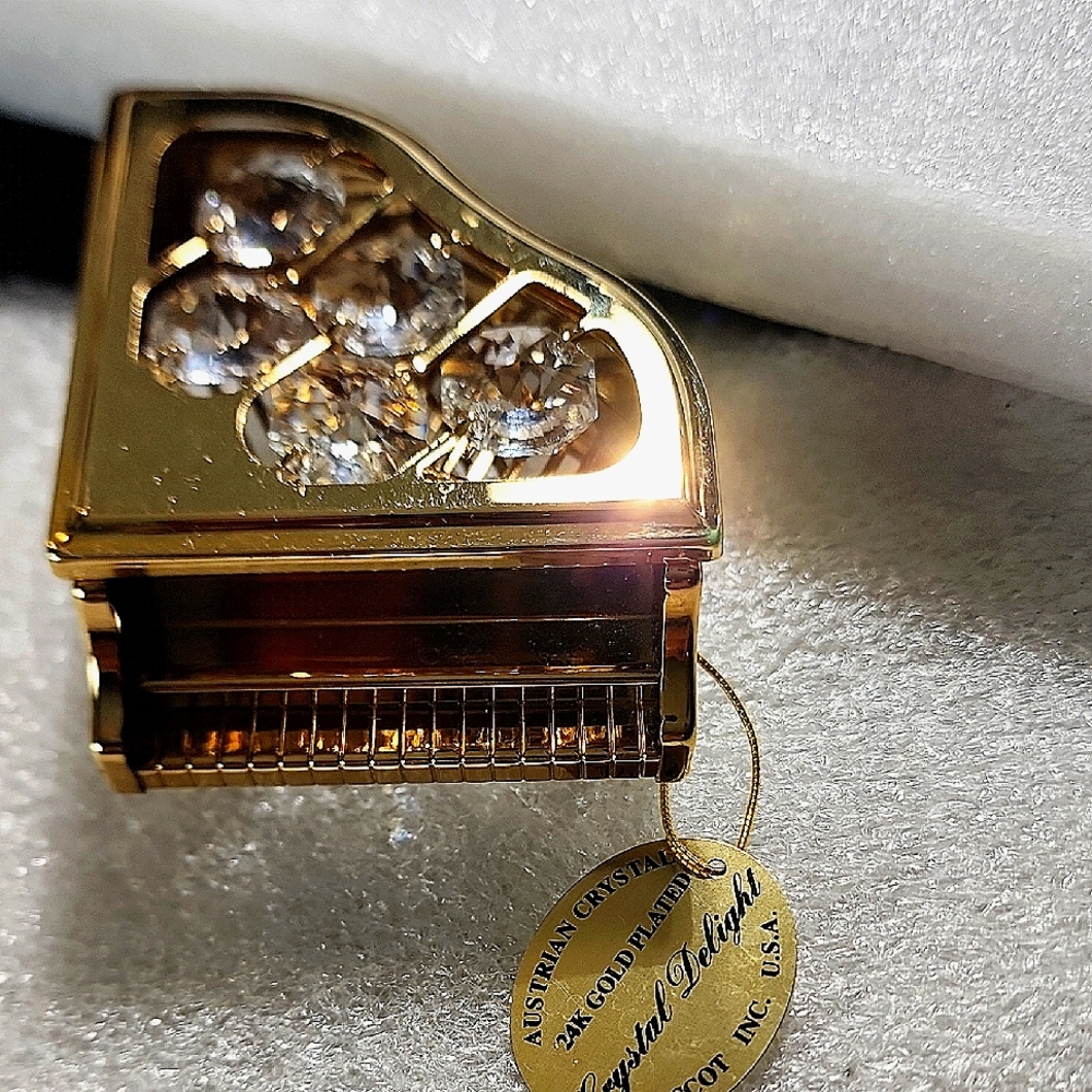 ♥Austrian Crystal Piano 24K Gold P.Crystal Delight Figurine/Ornament,jeweled,art